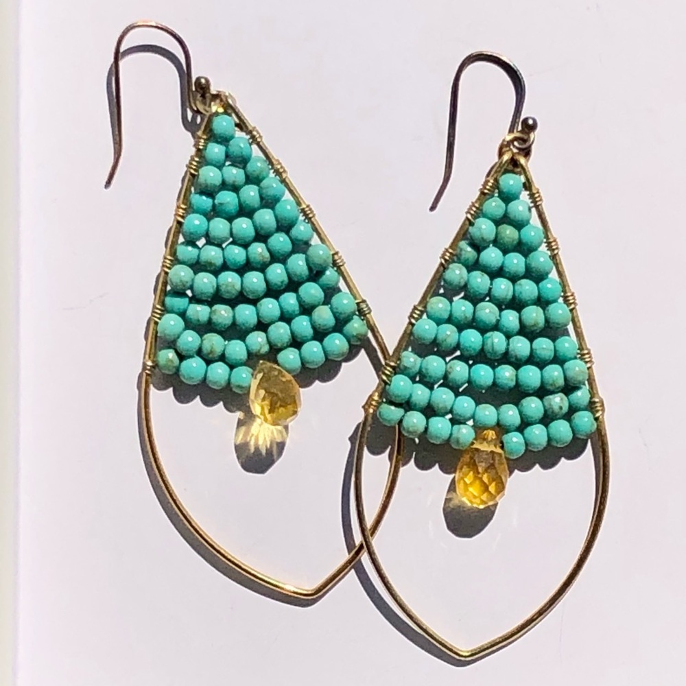 Anthropologie turquoise beaded earrings